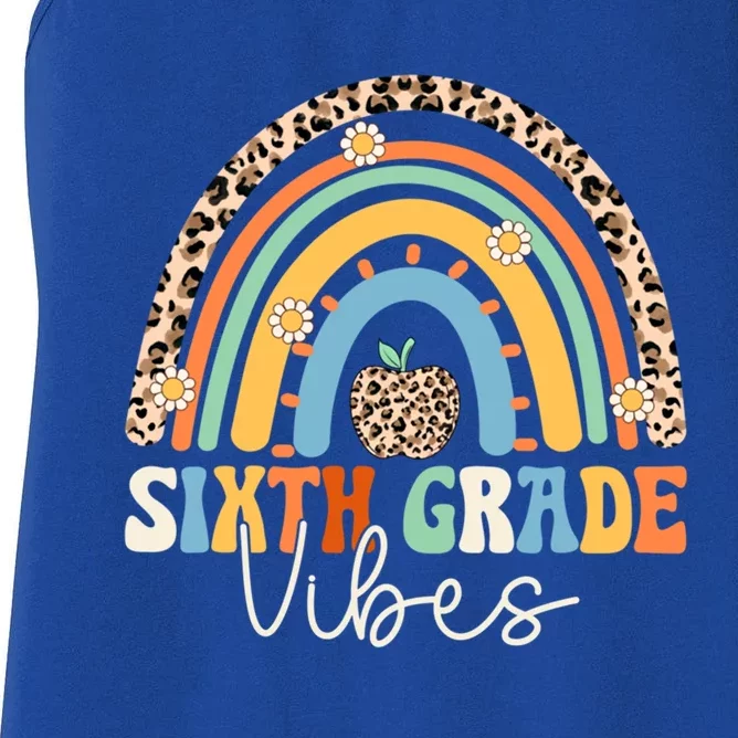 Groovy 6Th Grade Vibes Back To School Rainbow Leopard Print Cool Gift Women's Racerback Tank