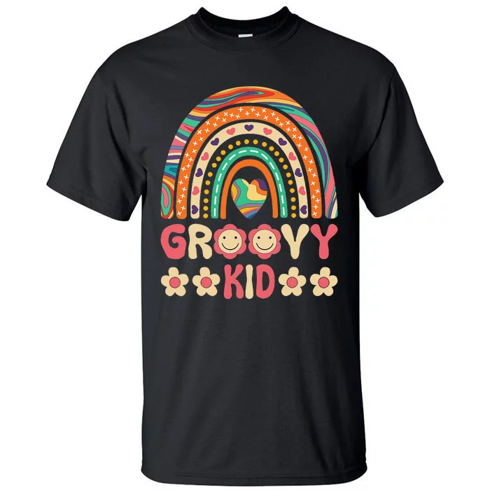 Groovy 60s Theme Costume 70s Style Outfit Rainbow Hippie Tall T-Shirt