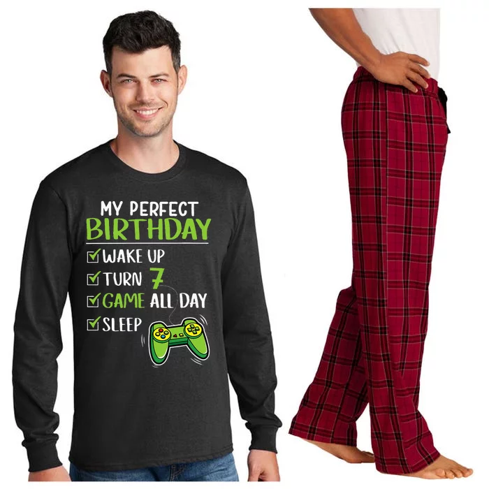 Gamer 7th Birthday Gaming 7 Years Old Perfect Gift Long Sleeve Pajama Set