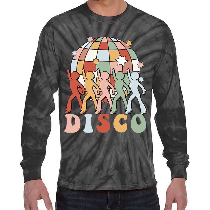 Groovy 70s Disco Ball Dancing Queens Kings Tie-Dye Long Sleeve Shirt