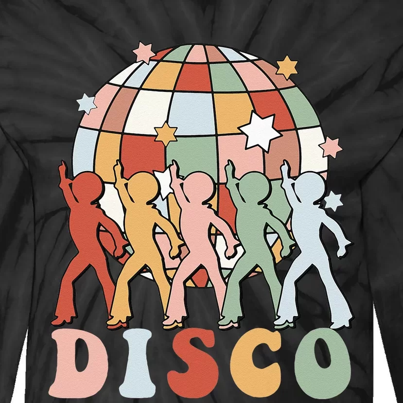 Groovy 70s Disco Ball Dancing Queens Kings Tie-Dye Long Sleeve Shirt