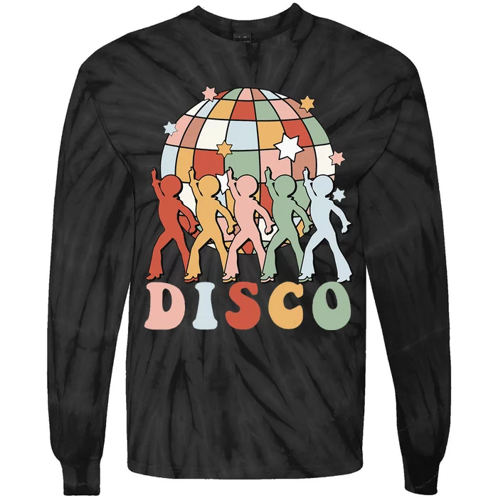 Groovy 70s Disco Ball Dancing Queens Kings Tie-Dye Long Sleeve Shirt