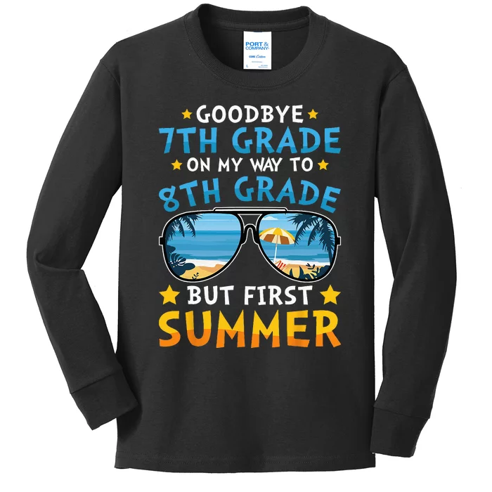 Goodbye 7th Grade Graduation To 8th Grade Hello Summer Kids Long Sleeve Shirt