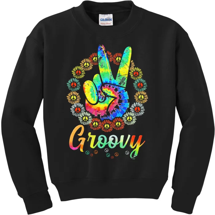 Groovy 70S Tie Dye Vintage 70s Retro 70S Hippie Costume Kids Sweatshirt