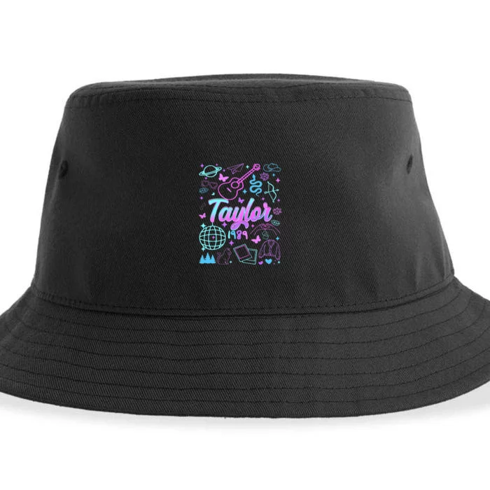 Groovy 80S Taylor First Name Personalized Birthday Girl Sustainable Bucket Hat