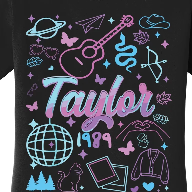 Groovy 80S Taylor First Name Personalized Birthday Girl Women's T-Shirt