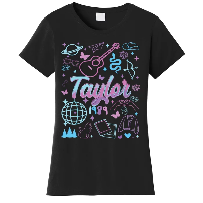 Groovy 80S Taylor First Name Personalized Birthday Girl Women's T-Shirt