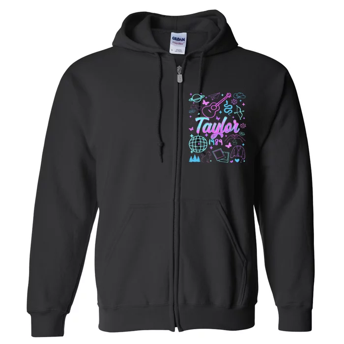 Groovy 80S Taylor First Name Personalized Birthday Girl Gift Full Zip Hoodie