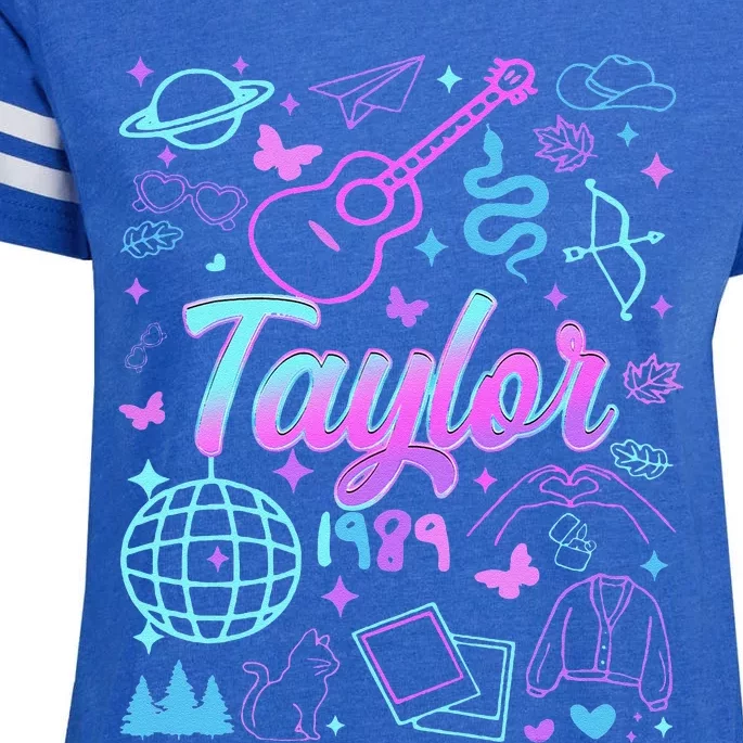 Groovy 80S Taylor First Name Personalized Birthday Girl Gift Enza Ladies Jersey Football T-Shirt