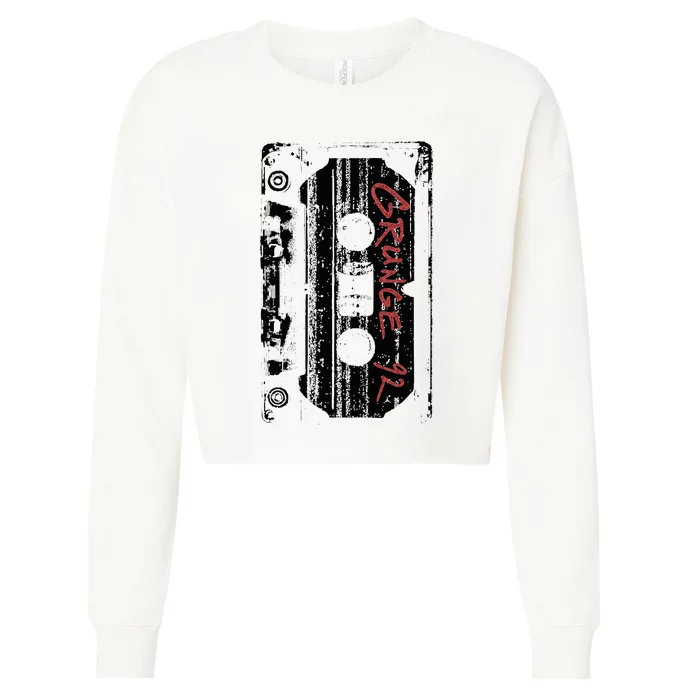 Grunge 90S Vintage Concert Mixtape Retro Cropped Pullover Crew