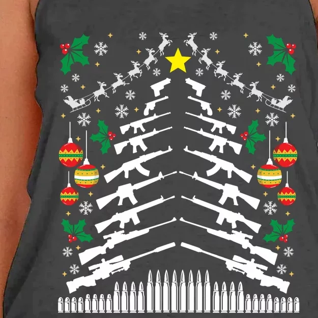 Guns Ar15 2nd Amendment Xmas Christmas Funny Sweatshirt Women's Knotted Racerback Tank