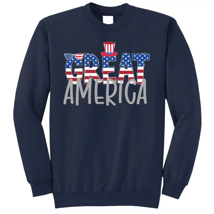 Great America 4th Of July Festive Usa Tall Sweatshirt