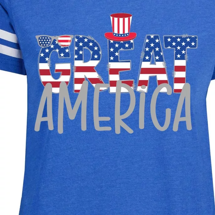 Great America 4th Of July Festive Usa Enza Ladies Jersey Football T-Shirt