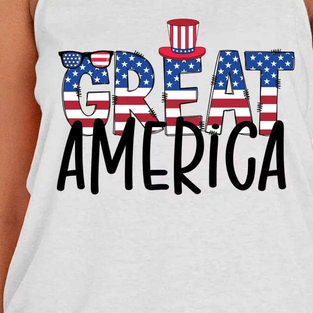 Great America 4th Of July Festive Usa Women's Knotted Racerback Tank