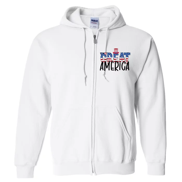 Great America 4th Of July Festive Usa Full Zip Hoodie