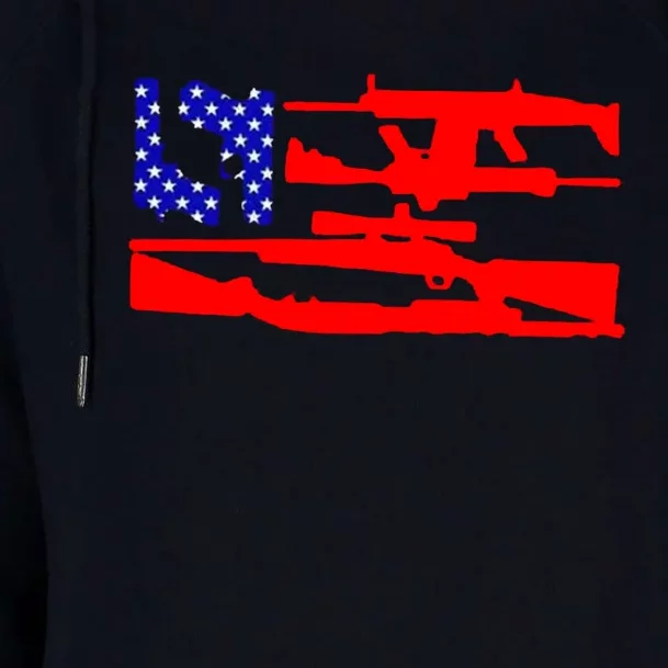 Guns And 69 USA Flag Womens Funnel Neck Pullover Hood