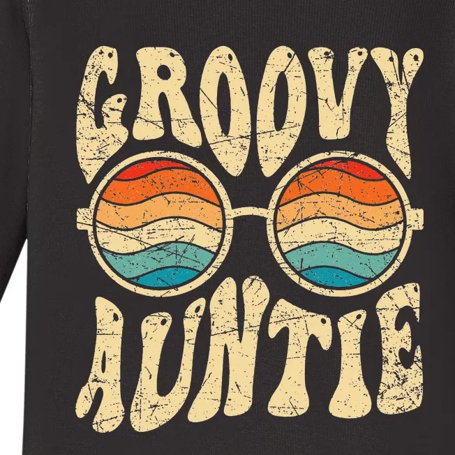 Groovy Auntie 70s Aesthetic Nostalgia 1970's Retro Aunt Baby Long Sleeve Bodysuit