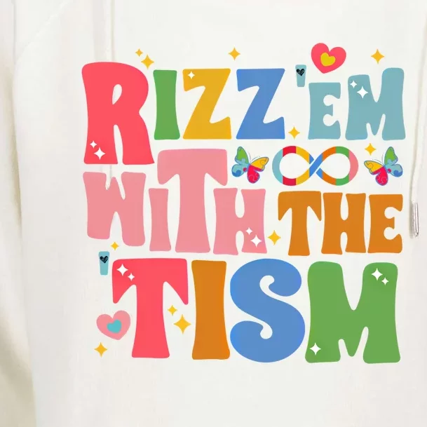 Groovy Autism Awareness Funny Rizz Em With The Tism Gift Womens Funnel Neck Pullover Hood