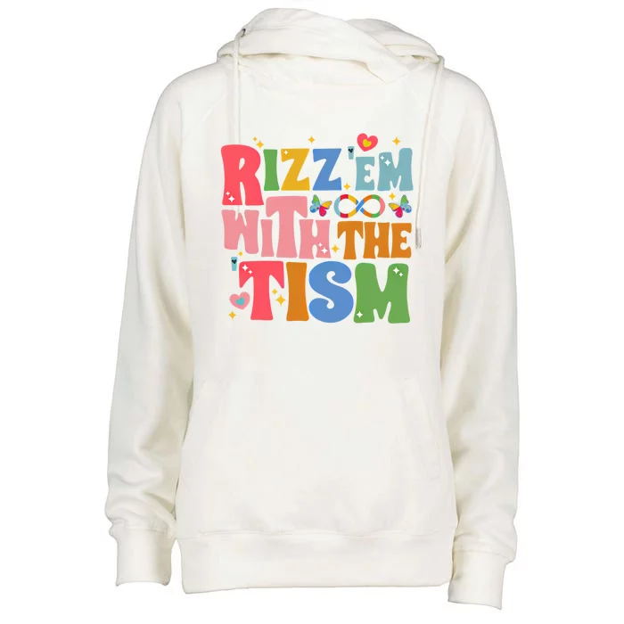 Groovy Autism Awareness Funny Rizz Em With The Tism Gift Womens Funnel Neck Pullover Hood