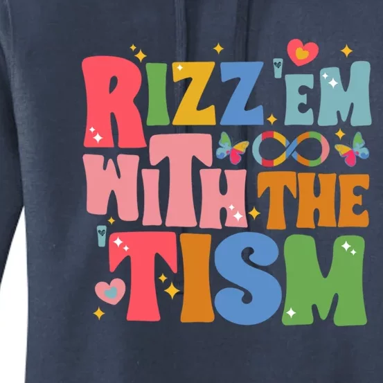 Groovy Autism Awareness Funny Rizz Em With The Tism Meaningful Gift Women's Pullover Hoodie