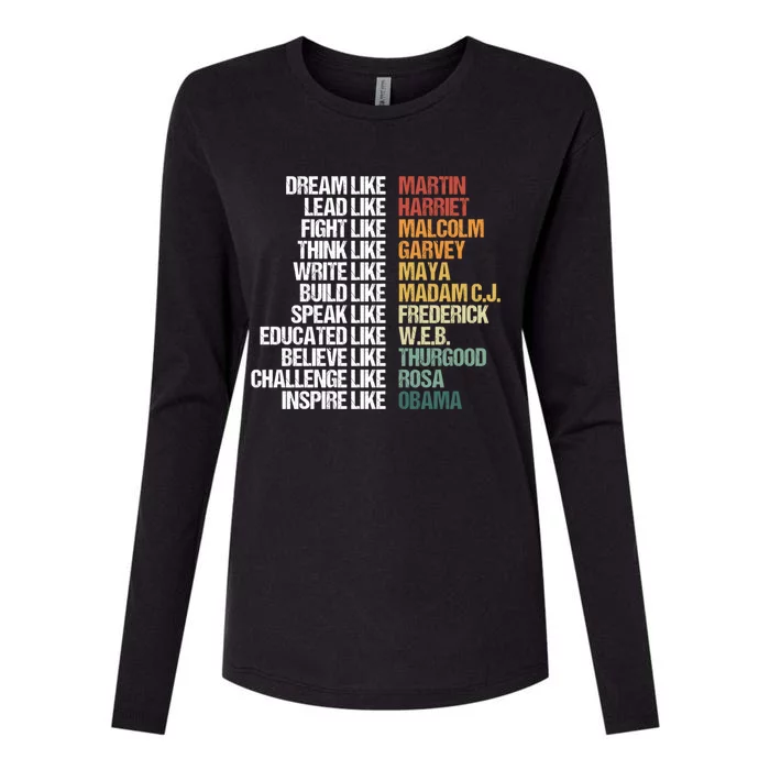 Greatest African American Leaders Black History Month Attire Gift Womens Cotton Relaxed Long Sleeve T-Shirt