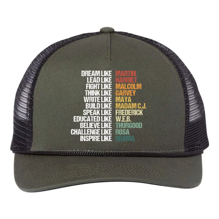 Greatest African American Leaders Black History Month Attire Gift Retro Rope Trucker Hat Cap