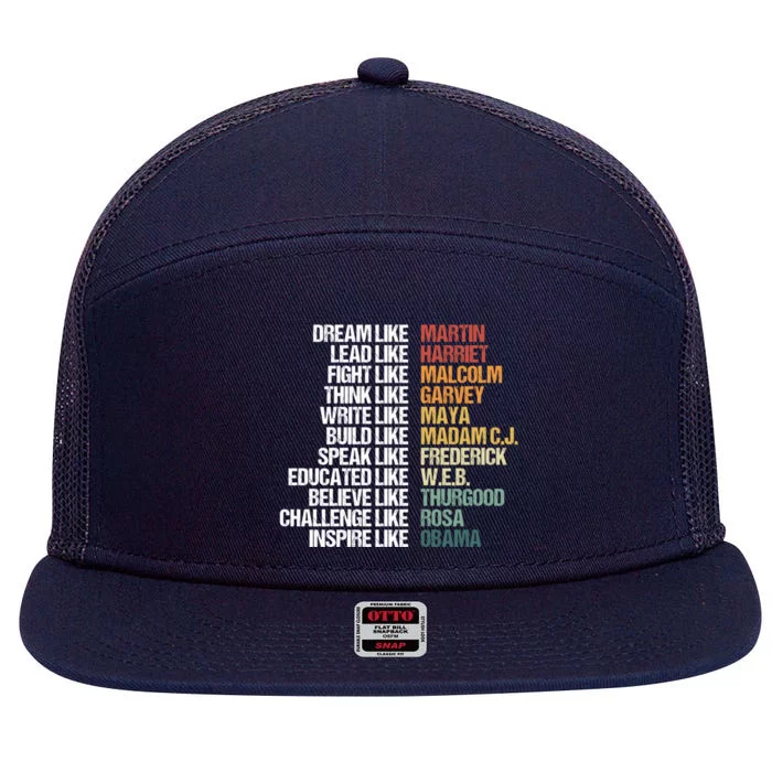 Greatest African American Leaders Black History Month Attire Gift 7 Panel Mesh Trucker Snapback Hat