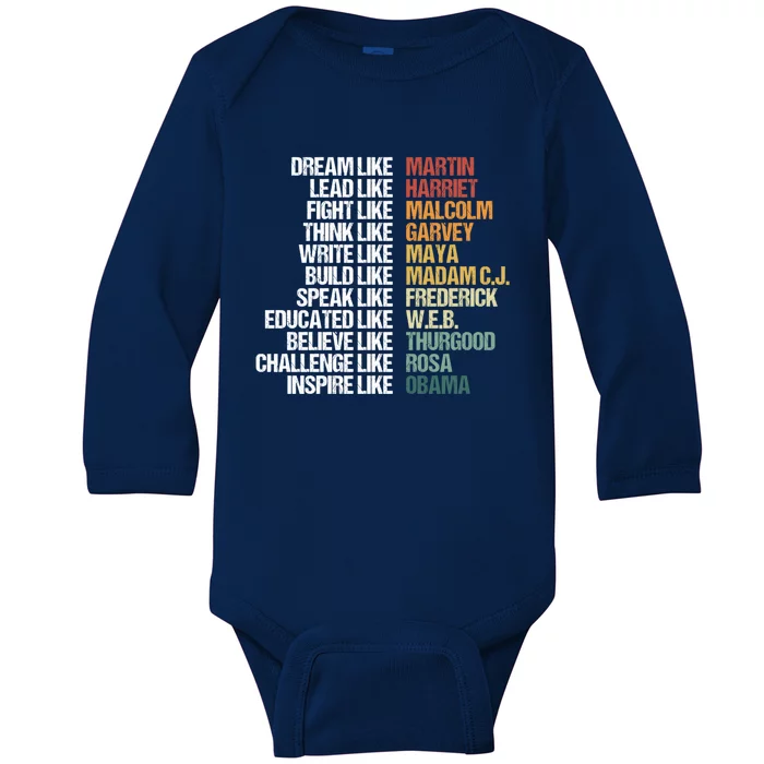 Greatest African American Leaders Black History Month Attire Gift Baby Long Sleeve Bodysuit