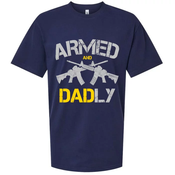 Guns Armed And Dadly, Funny Deadly Father Sueded Cloud Jersey T-Shirt