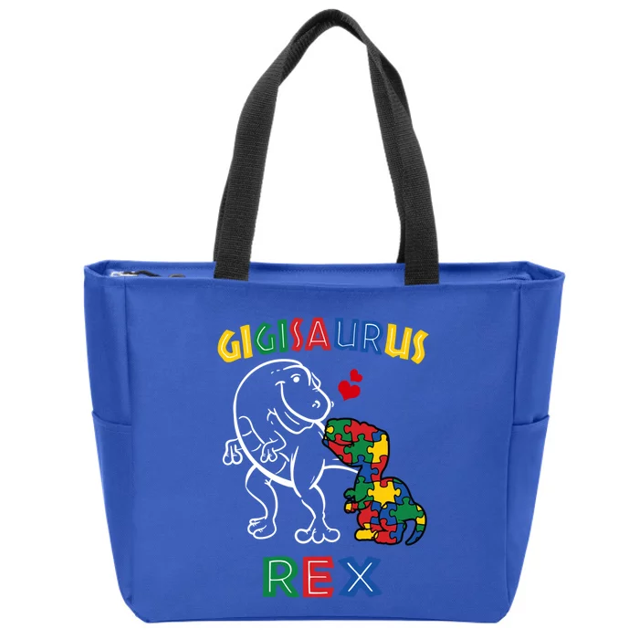 Gigisaurus Autism Awareness Mimi Dinosaur Grandmother Gigi Gift Zip Tote Bag