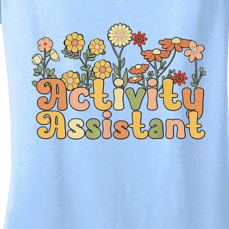 Groovy Activity Assistant Flowers Women's V-Neck T-Shirt