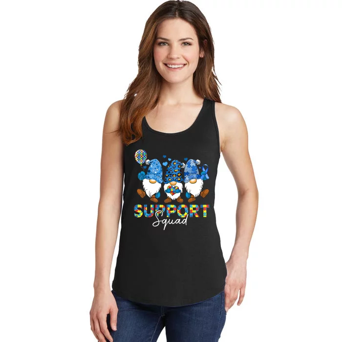 Gnomes Autism Awareness Support Squad Blue Ribbon Ladies Essential Tank