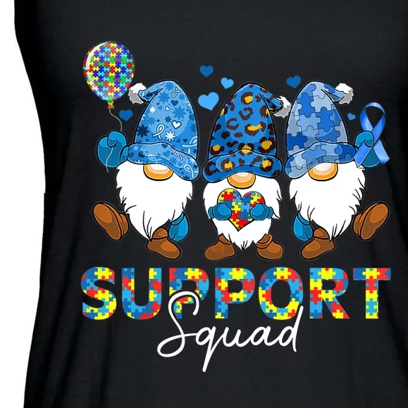 Gnomes Autism Awareness Support Squad Blue Ribbon Ladies Essential Flowy Tank