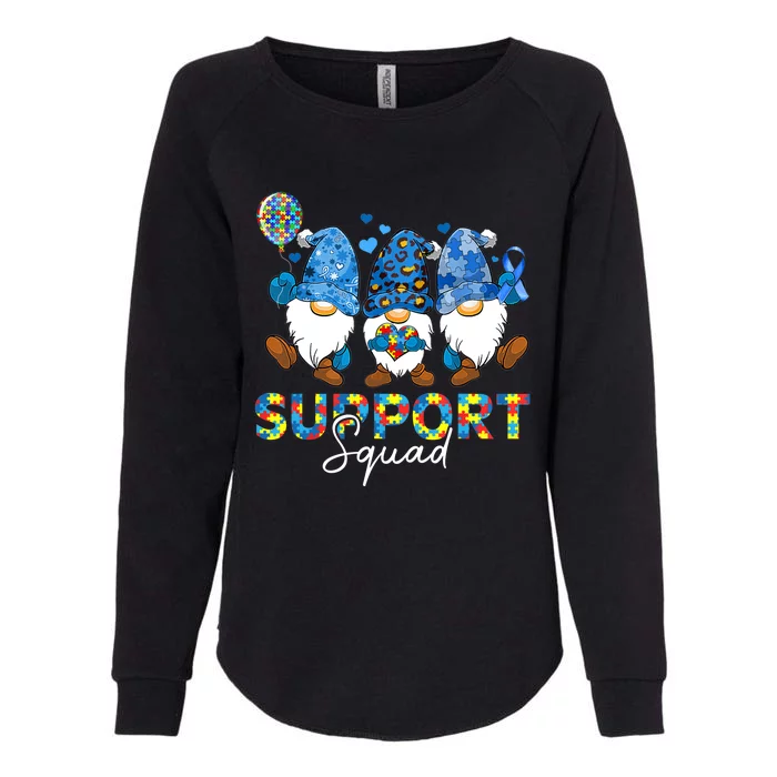 Gnomes Autism Awareness Support Squad Blue Ribbon Womens California Wash Sweatshirt