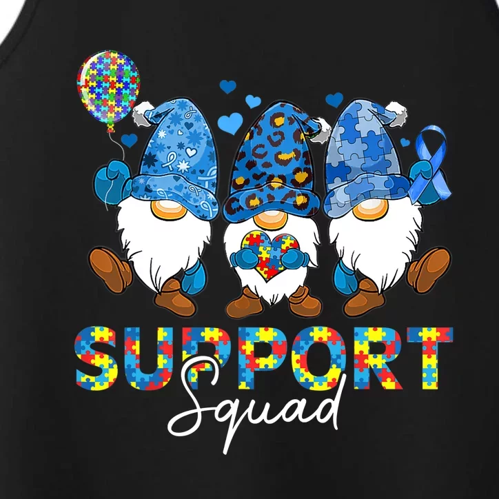 Gnomes Autism Awareness Support Squad Blue Ribbon Performance Tank