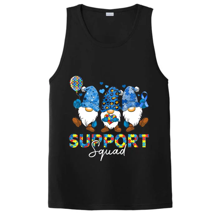 Gnomes Autism Awareness Support Squad Blue Ribbon Performance Tank