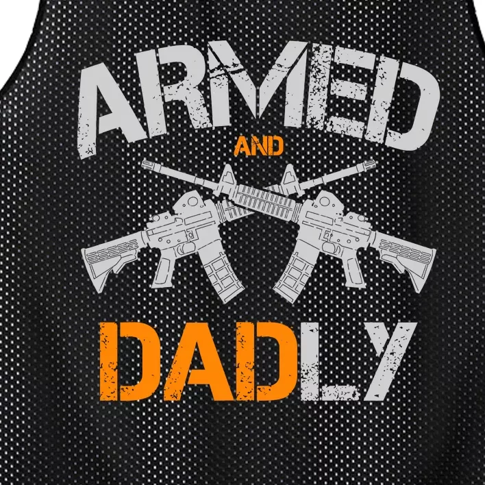 Guns Armed And Dadly Funny Deadly Father Mesh Reversible Basketball Jersey Tank