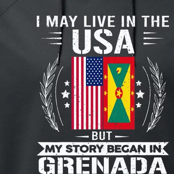 Grenada American And Grenada Flags Proud Grenada Performance Fleece Hoodie