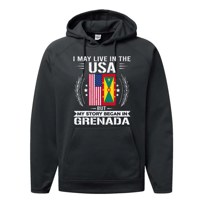 Grenada American And Grenada Flags Proud Grenada Performance Fleece Hoodie