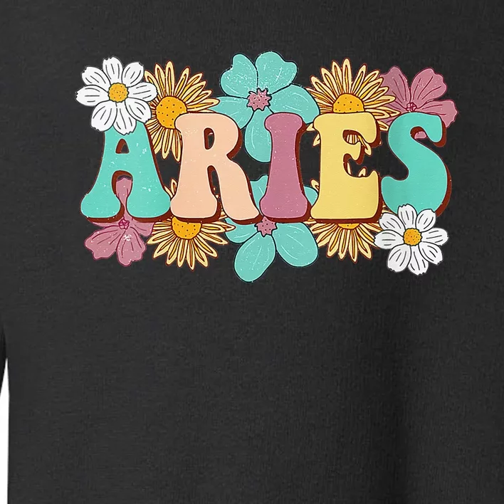 Groovy Aries Astrology Zodiac Sign March April Birthday Toddler Sweatshirt