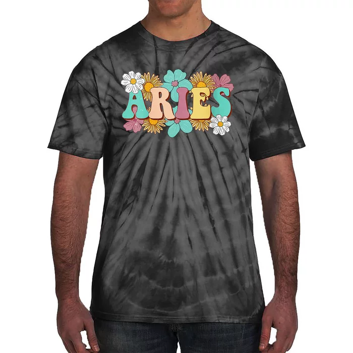 Groovy Aries Astrology Zodiac Sign March April Birthday Tie-Dye T-Shirt