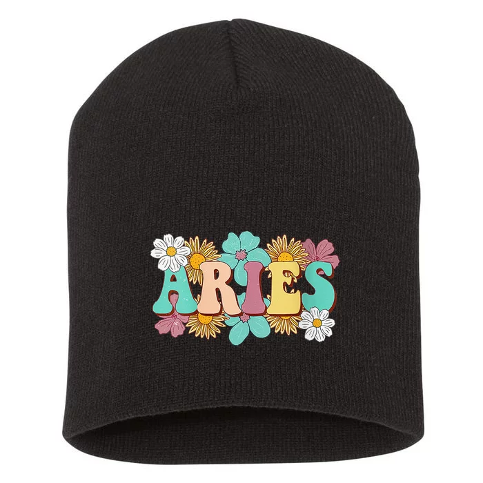 Groovy Aries Astrology Zodiac Sign March April Birthday Short Acrylic Beanie