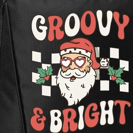 Groovy and Bright Christmas Santa Outfit 80s Retro Groovy City Backpack