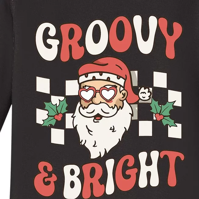 Groovy and Bright Christmas Santa Outfit 80s Retro Groovy Baby Long Sleeve Bodysuit