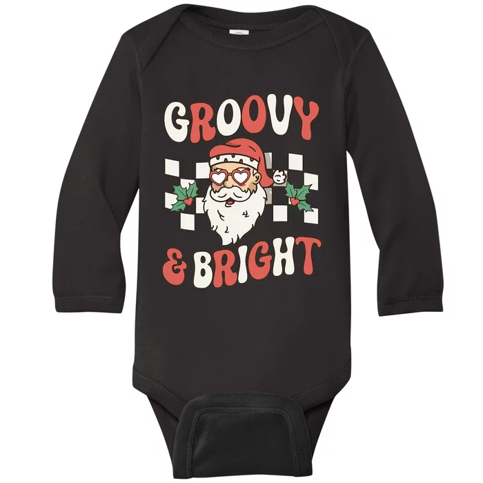 Groovy and Bright Christmas Santa Outfit 80s Retro Groovy Baby Long Sleeve Bodysuit