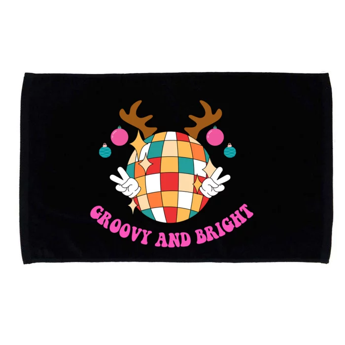 Groovy And Bright Disco Christmas Reindeer Microfiber Hand Towel