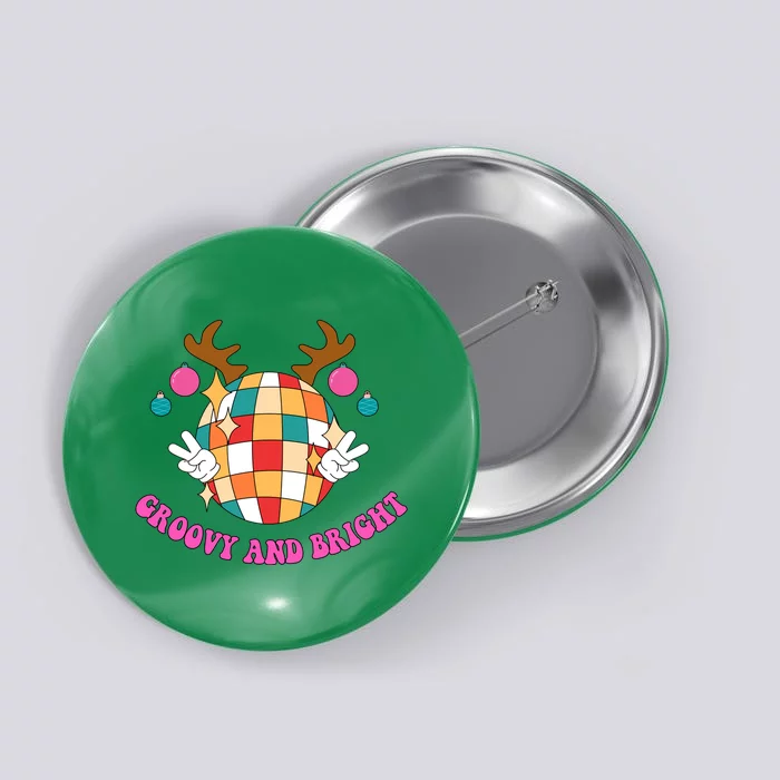 Groovy And Bright Disco Christmas Reindeer Button