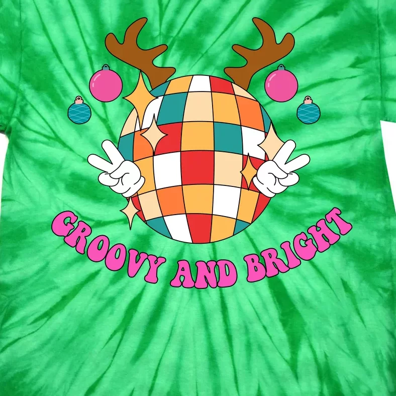 Groovy And Bright Disco Christmas Reindeer Tie-Dye T-Shirt