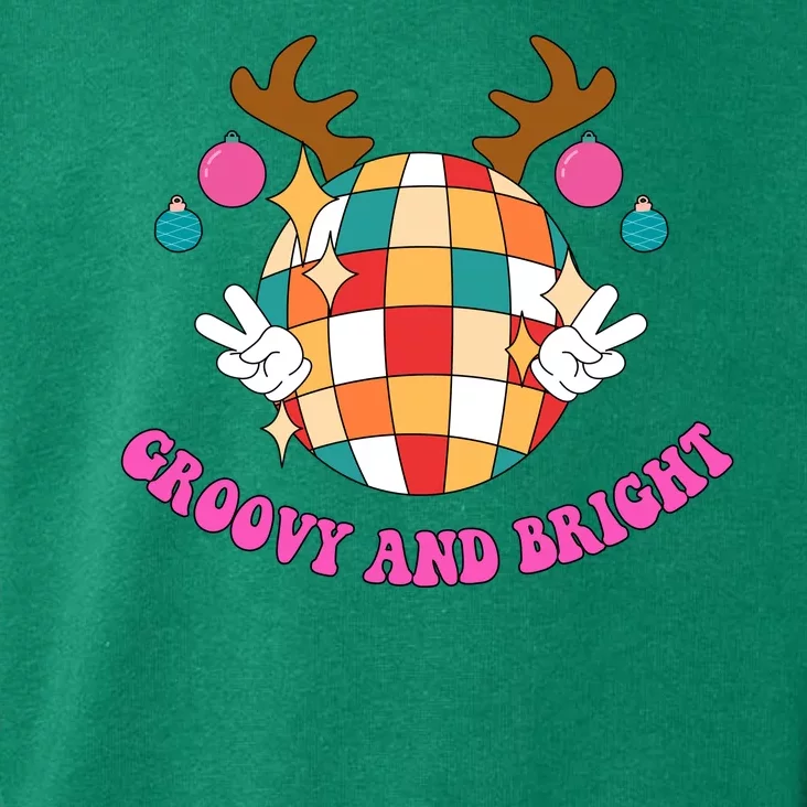 Groovy And Bright Disco Christmas Reindeer Toddler Hoodie