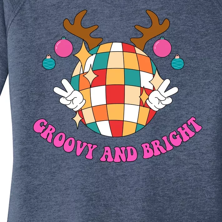 Groovy And Bright Disco Christmas Reindeer Women's Perfect Tri Tunic Long Sleeve Shirt